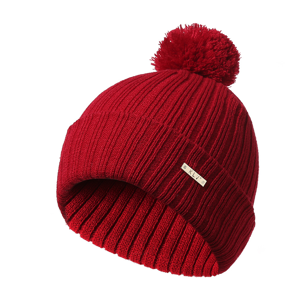 Dame hiver epaississement acrylique chaud solide rayure pliable brim mode bonnet casquette