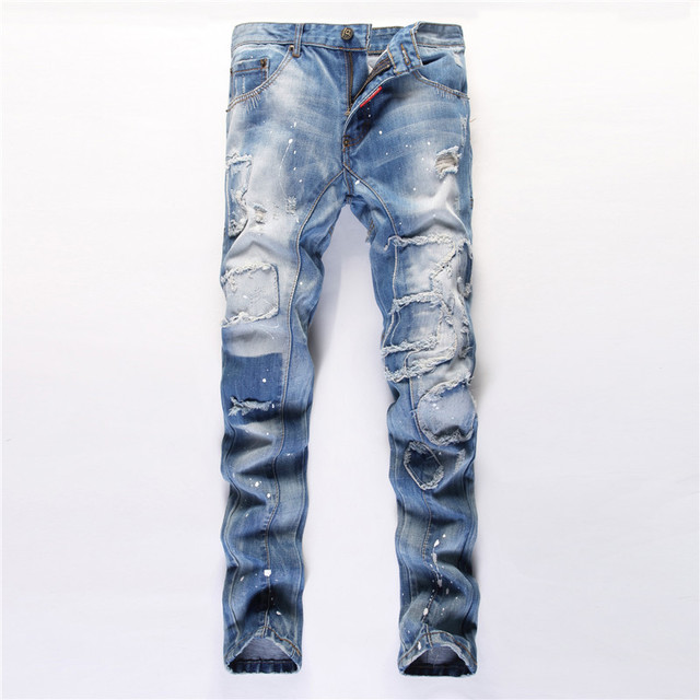 Jeans pour hommes Slim Small Straight Hole pour rejoindre la tendance des jeans pour hommes Four Seasons