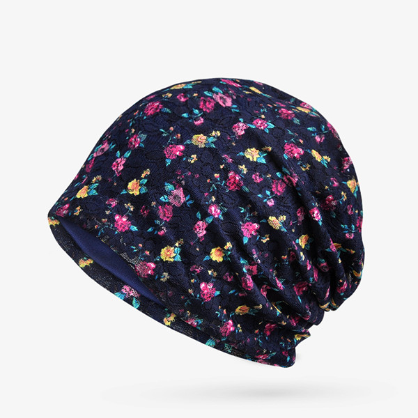  Femmes mince dentelle creux fleur impression bonnet casquette Bonnet Skullies flexible Bonnet