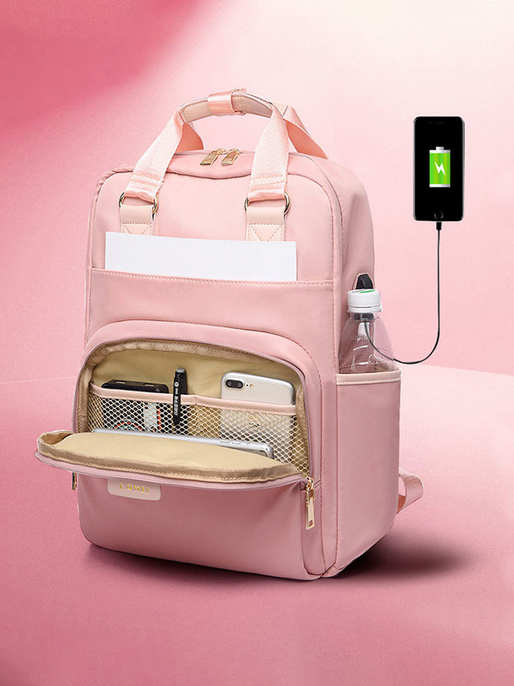 Bild von Frauen 15,6 Zoll USB-Ladewasserdichter Multifunktions-Laptop-Tasche Rucksack