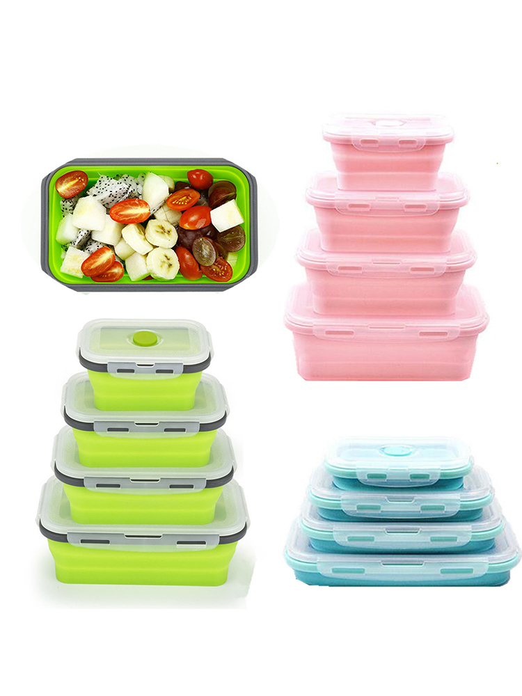 Silikon-faltende Bento Box-zusammenklappbare tragbare Brotdose für Lebensmittel-Essgeschirr-Lebensmittelbehälter