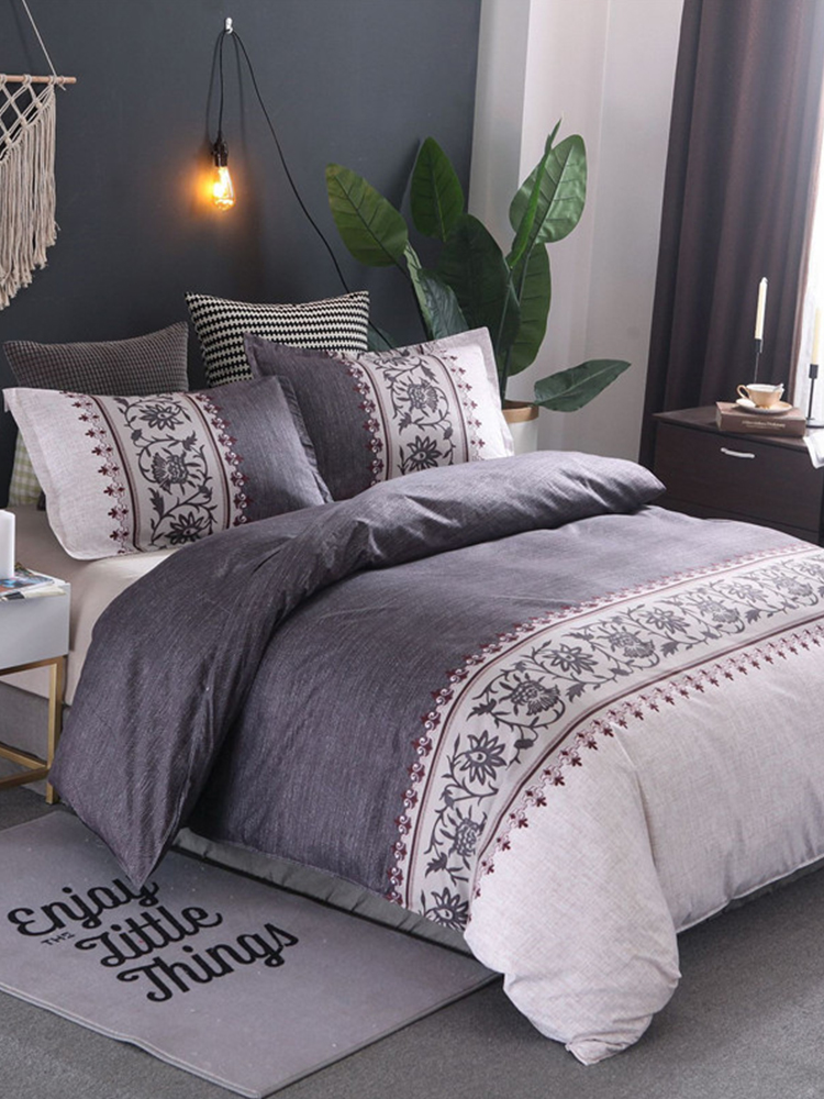 Luxus Soft Bettbezug Polyesterfaser Blumenstreifen Bettwäsche Bettbezug 6 Farben Größe