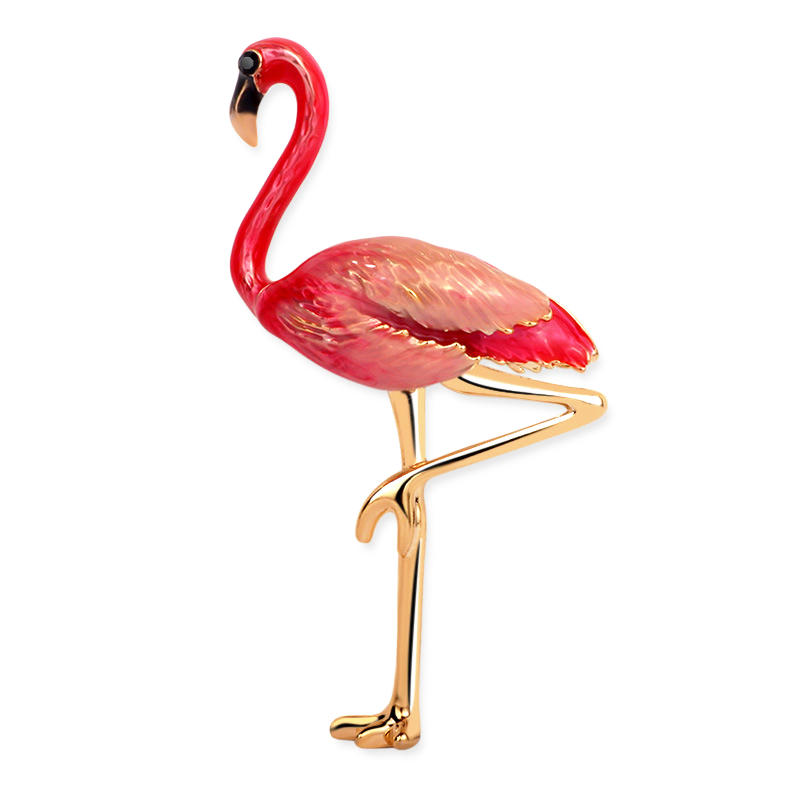 A la mode 24 K or colore email Flamingo oiseau Broches metal animal broche Pins cadeau pour les femmes hommes