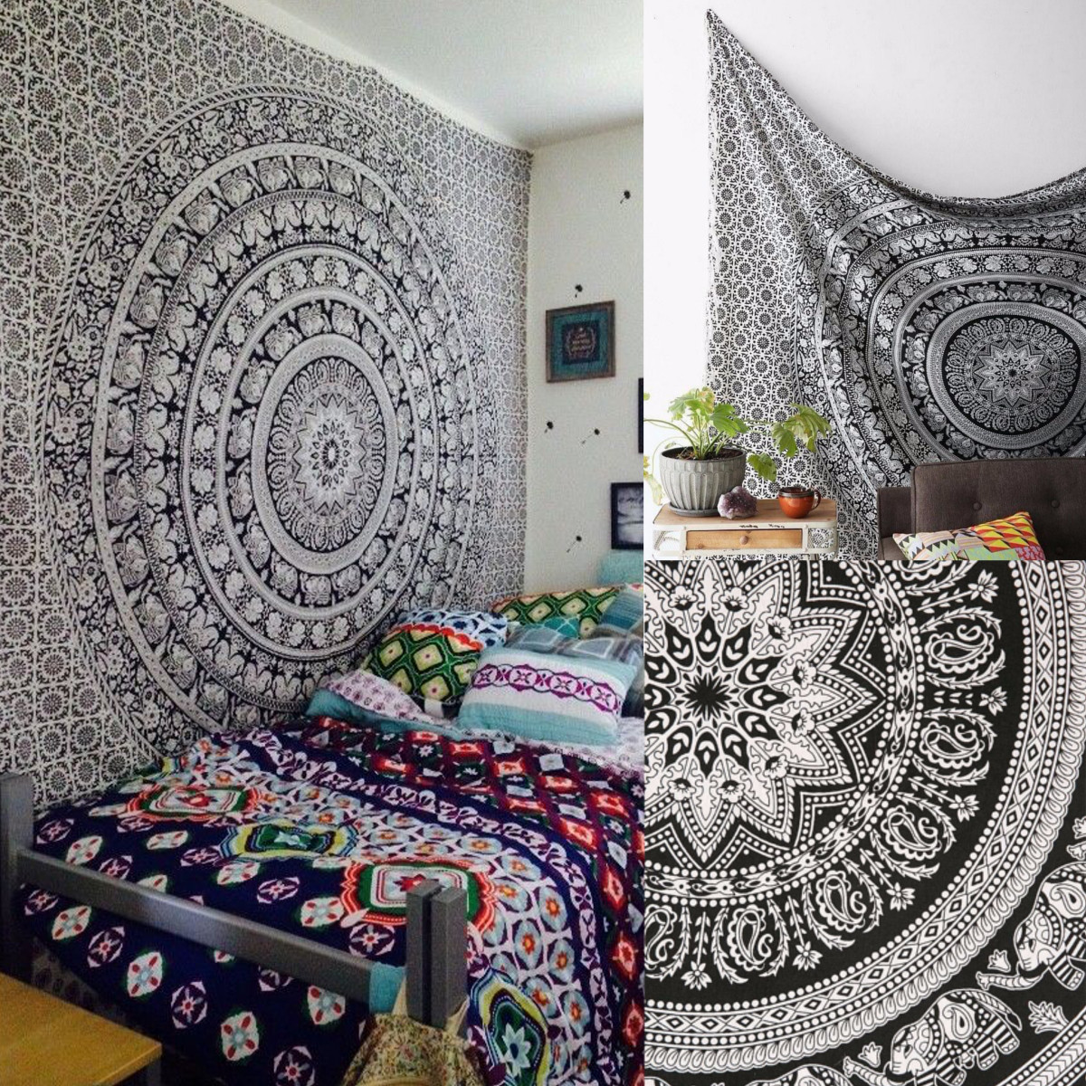 145X210CM tapisserie indienne couvre lit mandala jumeau hippie tapisserie decorative gitane
