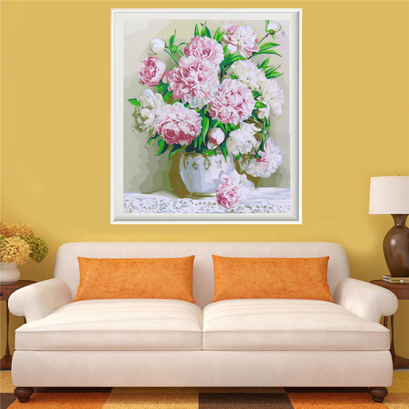 40  50cm Beaute Peony Flowers DIY Paint By Number Kit Decoration interieure en toile Decoration interieure