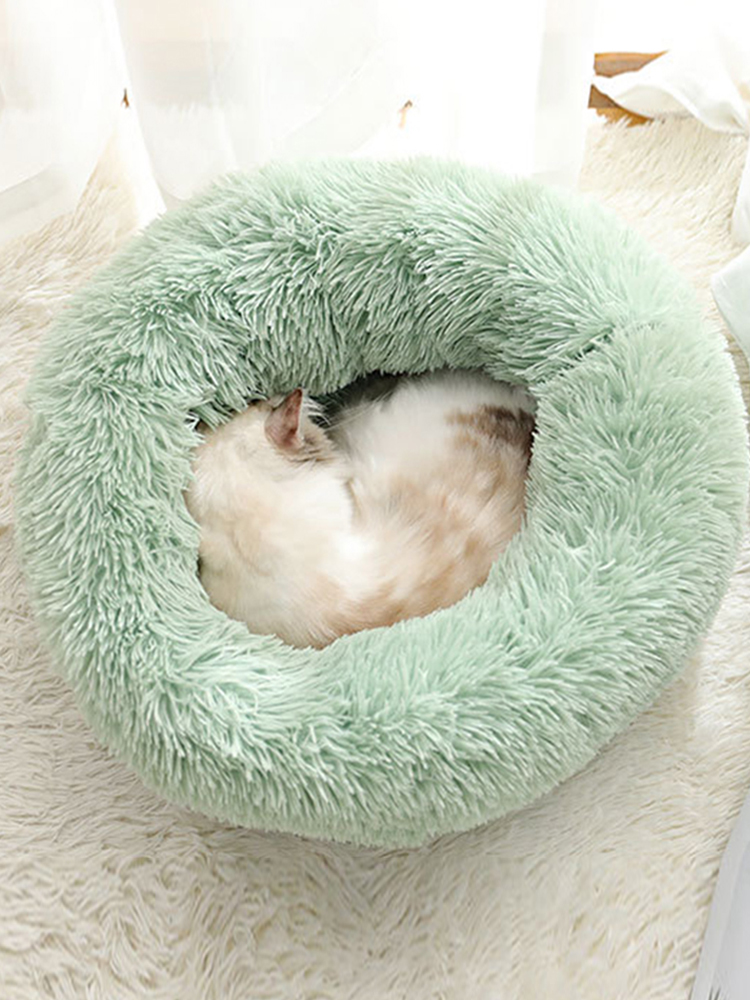 BODISEINT Modern Soft Plüsch Rundes Haustierbett für Katzen oder kleine Hunde, Mini Mittelgroßes Hundekatzenbett Selbstwärmend Herbst Winter Indoor Sn