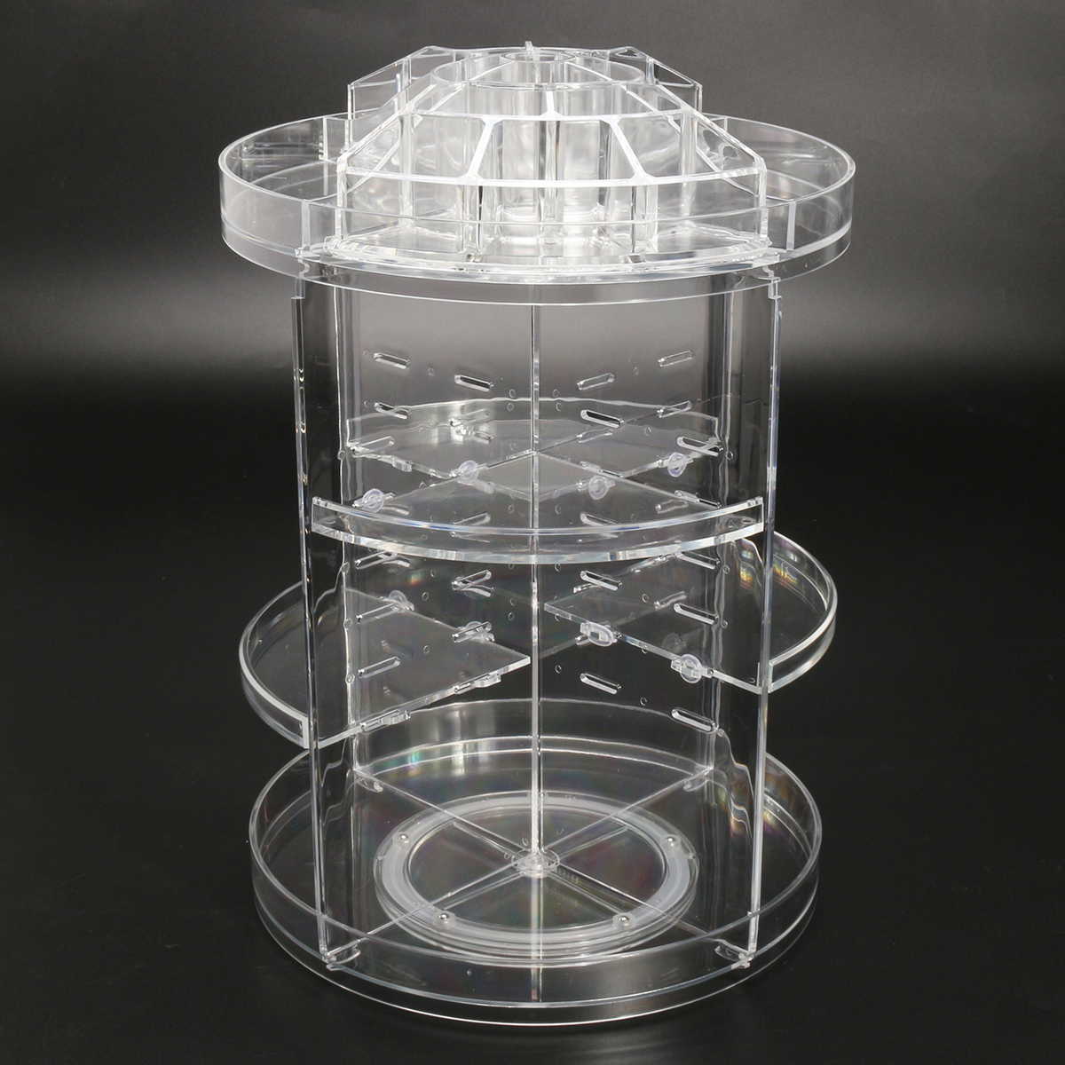 3 Tiers Acrylic Makeup Organizer Cosmetic Jewelry 360� Rotating Storage Case Clear