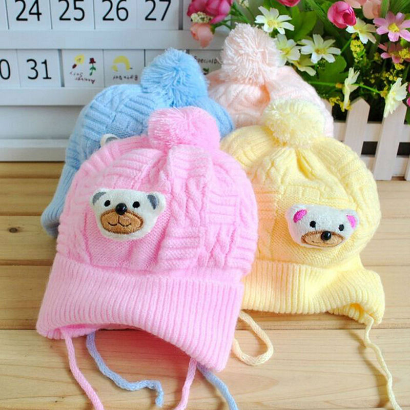 Nouveau ne Baby Boy Girl Infant Toddler Cute Soft Crochet Bear Hat Bonnet Warm Cap