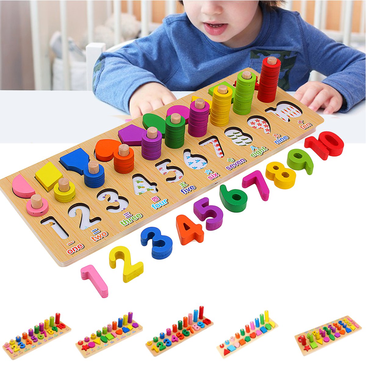 Jeu de formation geometrique de nombres de puzzle denfants dage prescolaire de jouets en bois educatifs