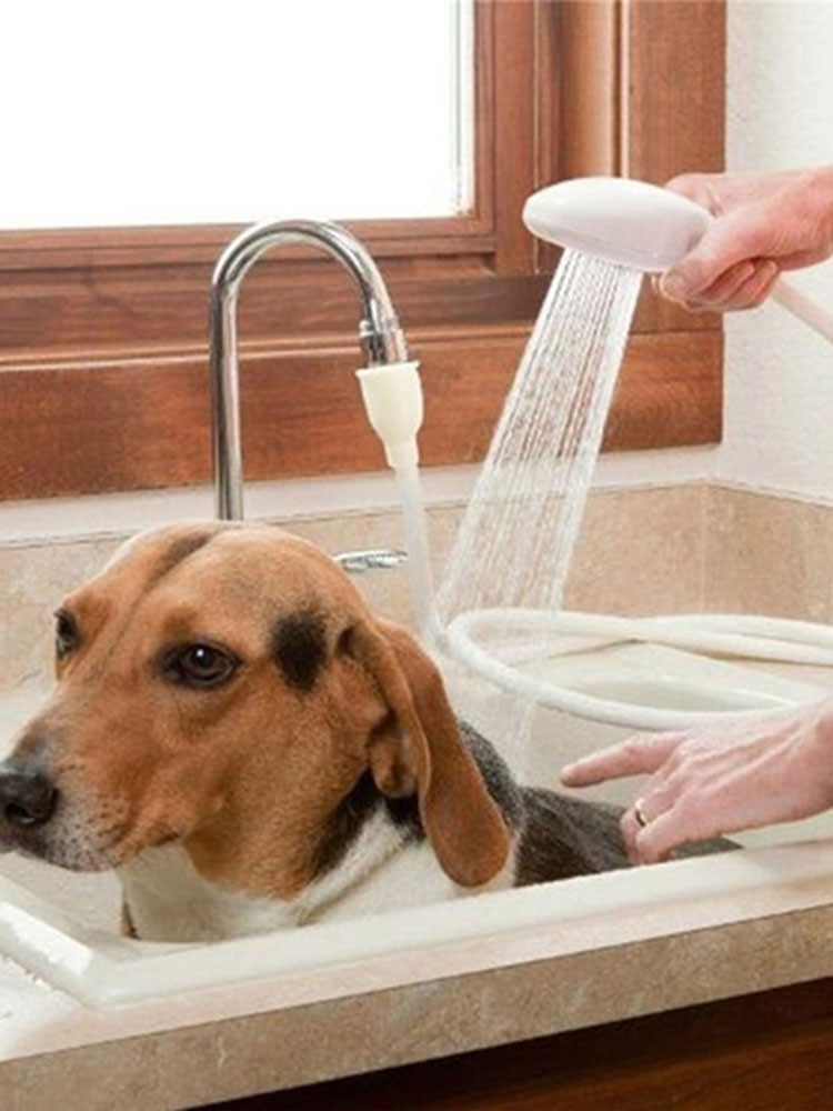Bilde av 1.2m Dog Shower Head Spray Drains Strainer Pet Bath Hose Sink Washing Hair Pet Hairdresser Shower
