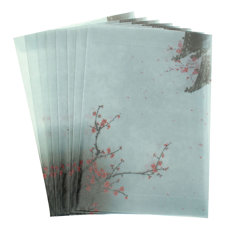 10Pcs Enveloppe a la prune Carte postale Carte de voeux Parchemin Papier Enveloppes Papeterie Fournitures