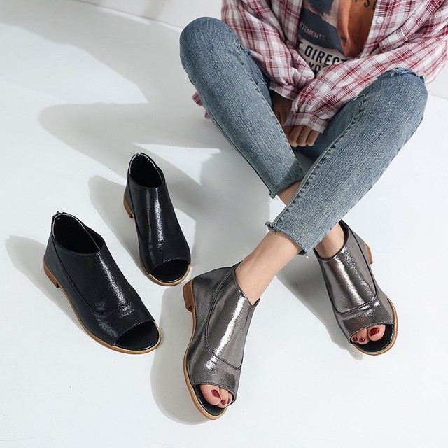 Sandales de grande taille saison nouvelles chaussures pour femme a lexterieur du filet fond plat rouge poisson sauvage