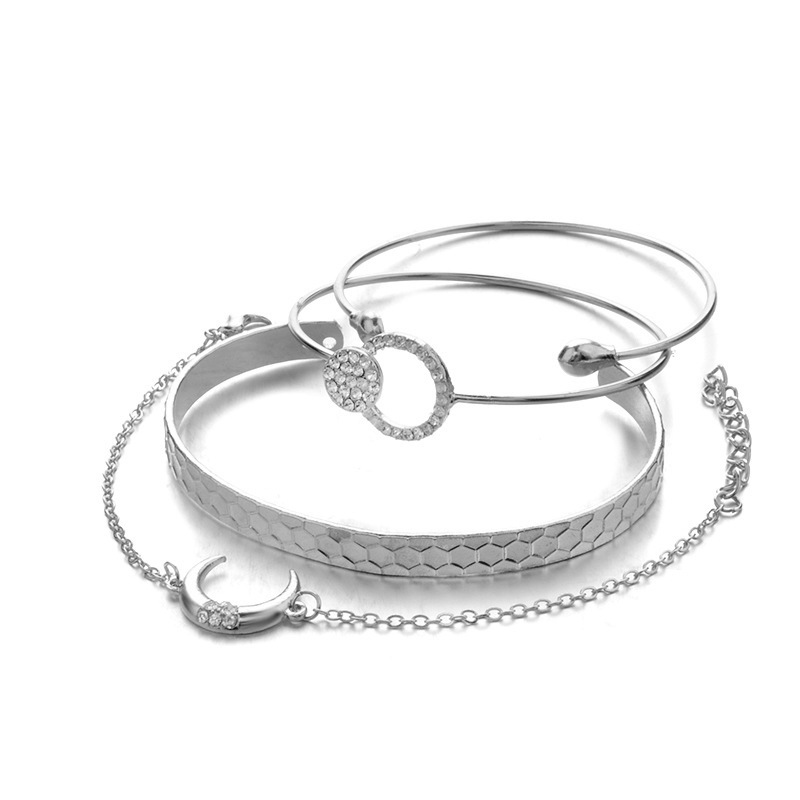Bracelet bohemien Bracelet en argent et or Ensemble 4PCS Bracelet ajustable en chaine pour les femmes