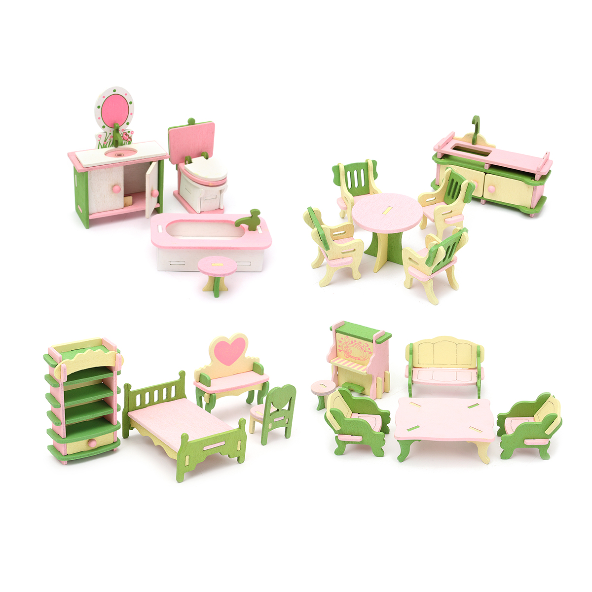 Wooden Dolls House Miniature Accessoire Ensemble de meubles Ensembles enfants Jouer Jouer Jouets