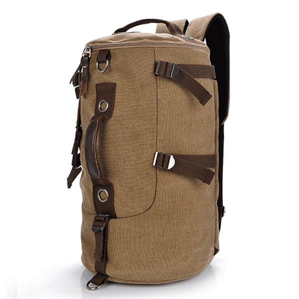 Men Dual-Use Canvas Bucket Backpack Jungle Climbing Bag is worth buying ...