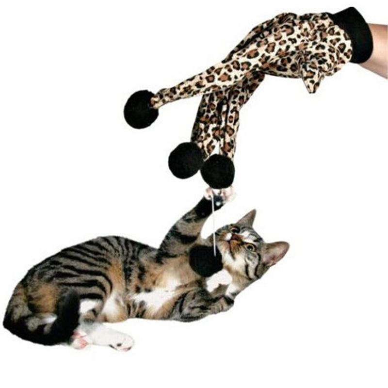 Mignon chat jouets Scratcher Leopard Gant avec de belles balles Teaser jouer jouet pour les chats
