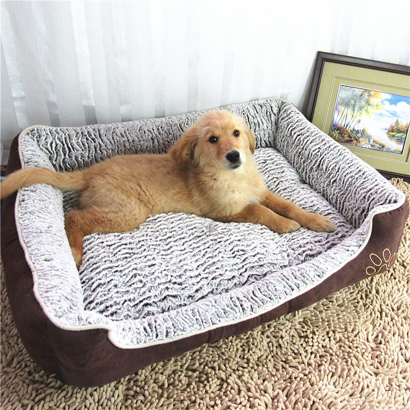 Canape lit de chien de chien de canard de lit de chien de velours de Rose grand chien dhiver de chenil de chenil