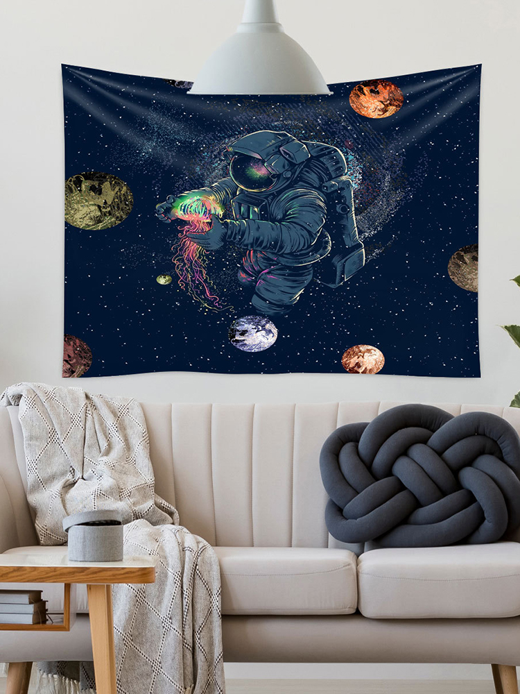 Astronaut Tapisserien Fantasy Spaceman Wandbehang Wandteppich Galaxy Planet Wandkunst für Schlafzimmer Wohnzimmer Wohnheim Dekorationen