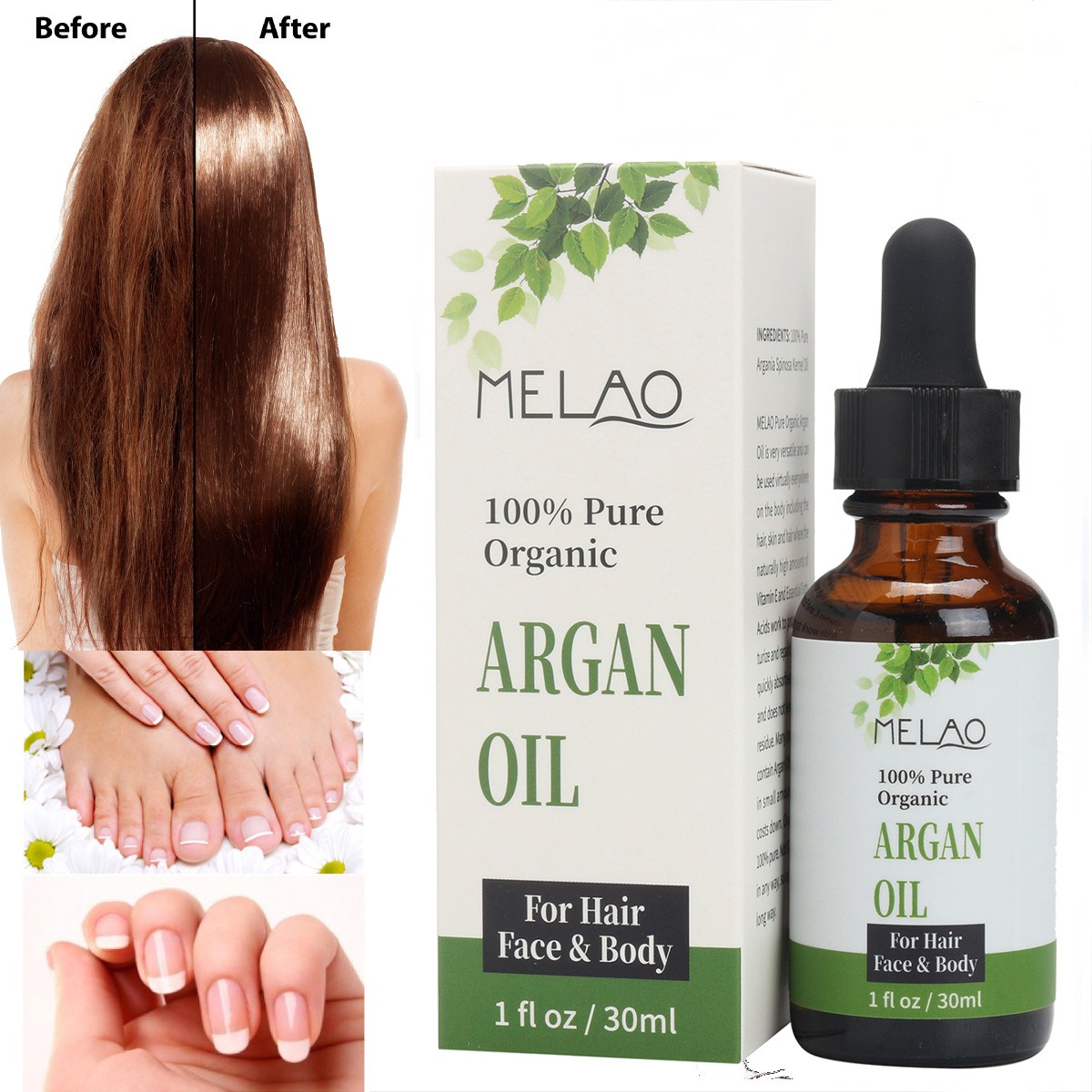 Huile d'argan biologique pure a 100% de soin des cheveux Massage des soins du corps Huile essentielle hydratante barbe 30 ml