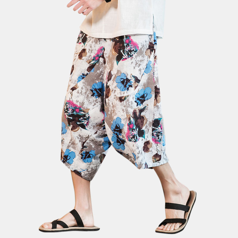 Pantalon large a jambe large en coton decontracte decontracte pour hommes style estival pour hommes