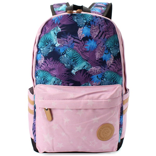 Women Canvas Stars Tiger Pattern Backpack