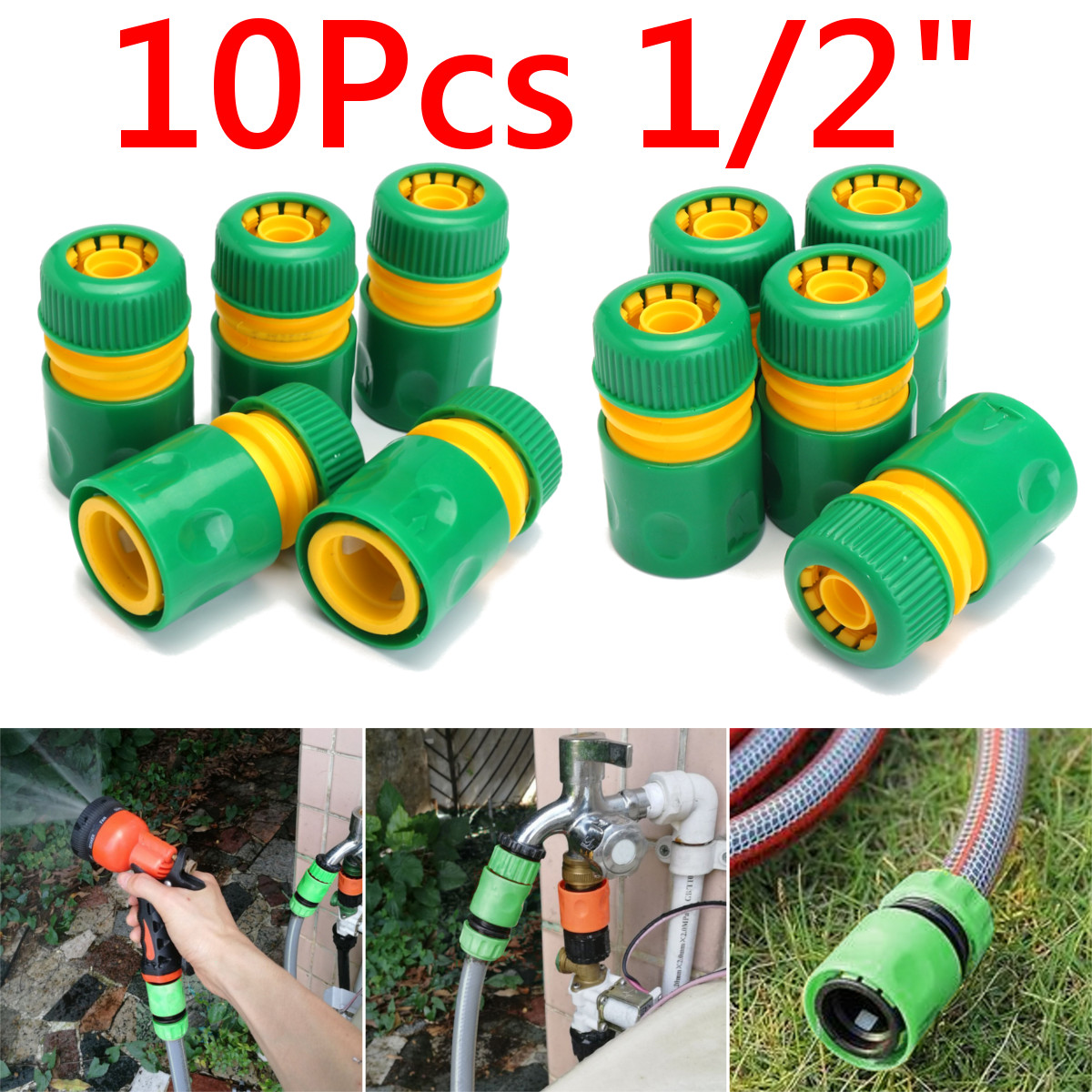 10pcs 12 connecteur de tuyau de tuyau deau du robinet de jardin Connexion rapide adaptateur raccord darrosage