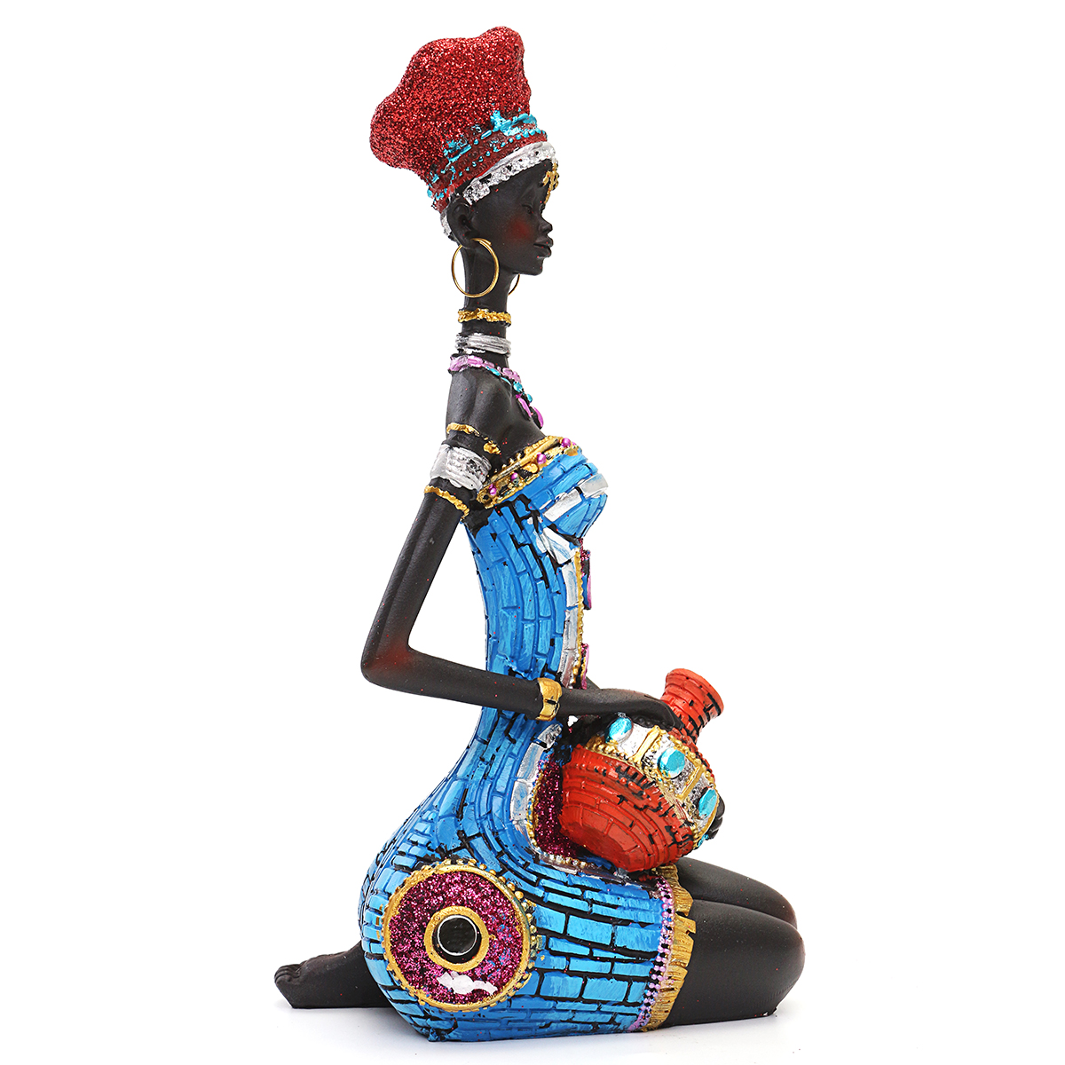 Exotique Africain Tribal Femme Resine Figurine Creative Home Decor Statue