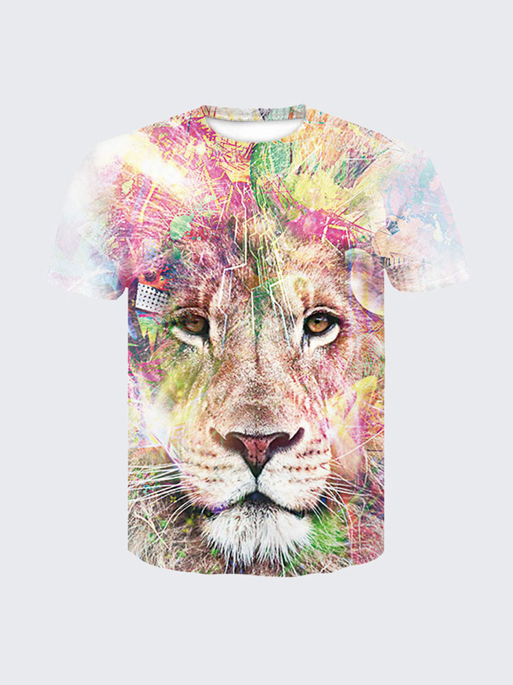 T shirt a manches courtes pour hommes nouveau lion animal impression 3D