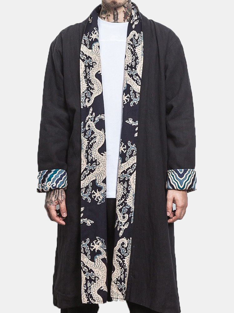 Manteau de manteau de style chinois de veste de coton des hommes pardessus lache de cardigans lache