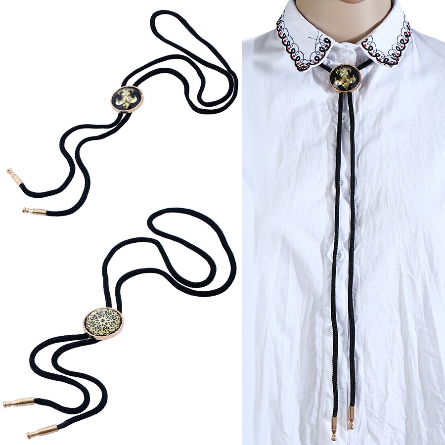 Vintage Bolo Tie Glands Corde De Cire Reglable Col Geometrique Rond Cravate Bijoux De La Mode pour Hommes