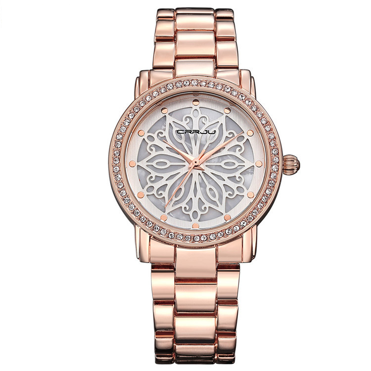 Les montres des femmes uniques elegantes de cadran de flocon de neige eblouissent les montres a quartz impermeables de vie de diamant