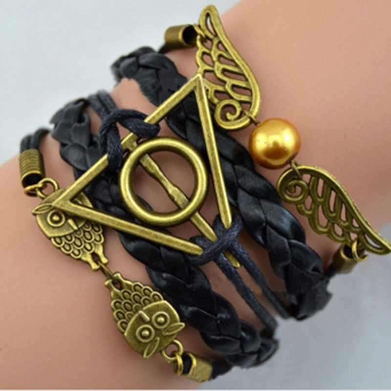 Vintage Unisexe Multilayer Bracelet Triangle Creux Geometrique Owl Ailes Vague Bracelet Ethnique Bijoux