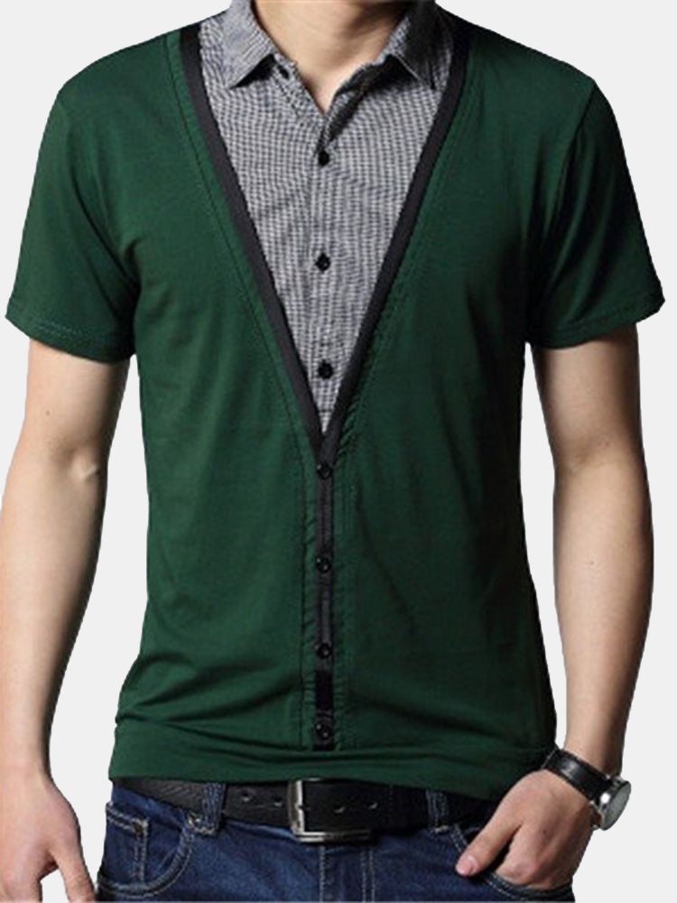 Chemises a manches courtes pour hommes Casual Slim Revers Coton T shirts Tops Plus Taille 5XL Golf Shirt