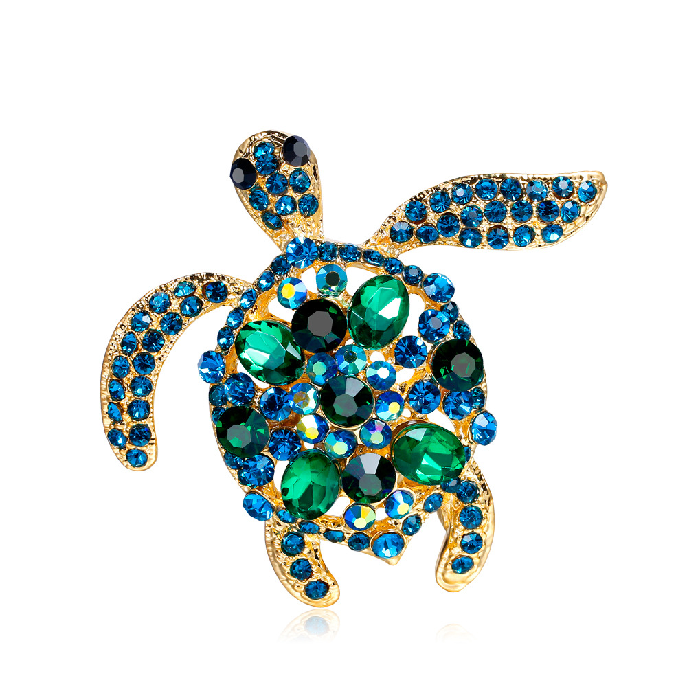 Mignon Vert Bleu Strass Tortue Broches Mode Tortoise Broches Animaux Broches Accessoires Sac