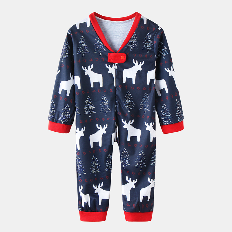 Baby Elk Christmas Print Casual Rompers For 0-18M