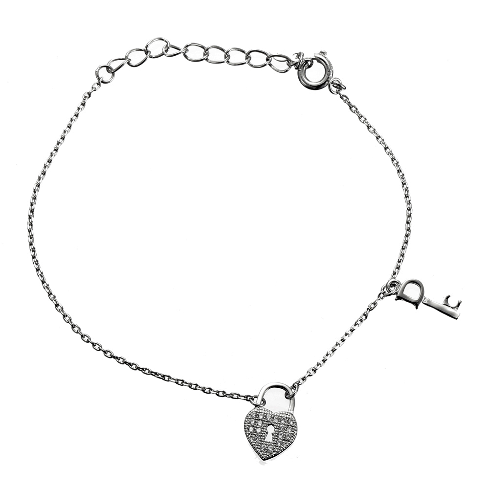 JASSY® Classique 925 Bracelets en argent Sterling Bracelets en forme de c?ur cles de diamants pour les femmes