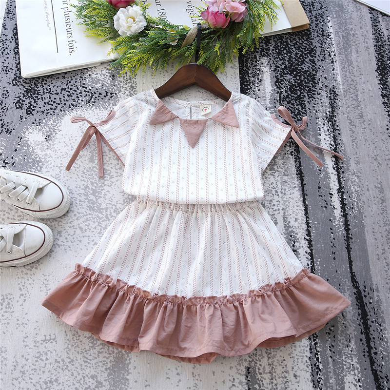 Mignon Ruffles Toddlers Girls Kids manches courtes Top + Jupe Summer Clothing Set