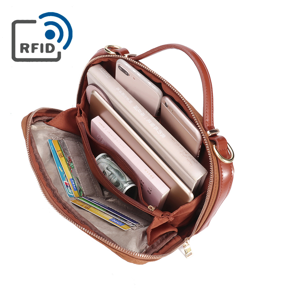 RFID Sac porte travers en nylon impermeable a multi fentes sac porte main sac porte epaule pour femme