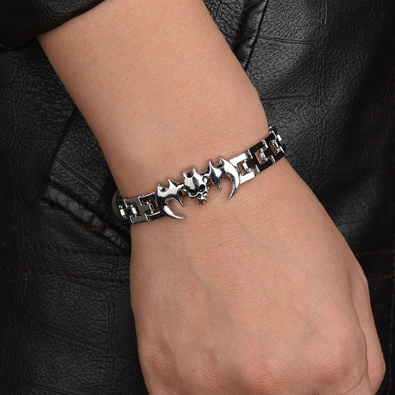 Bracelet punk chaine chaine bracelet en acier inoxydable hommes bracelet Bracelet en alliage simple couche