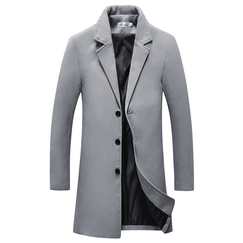 newchic - Mens Mid Long Solid Color Einreiher Slim Fit Casual Business Trenchcoat