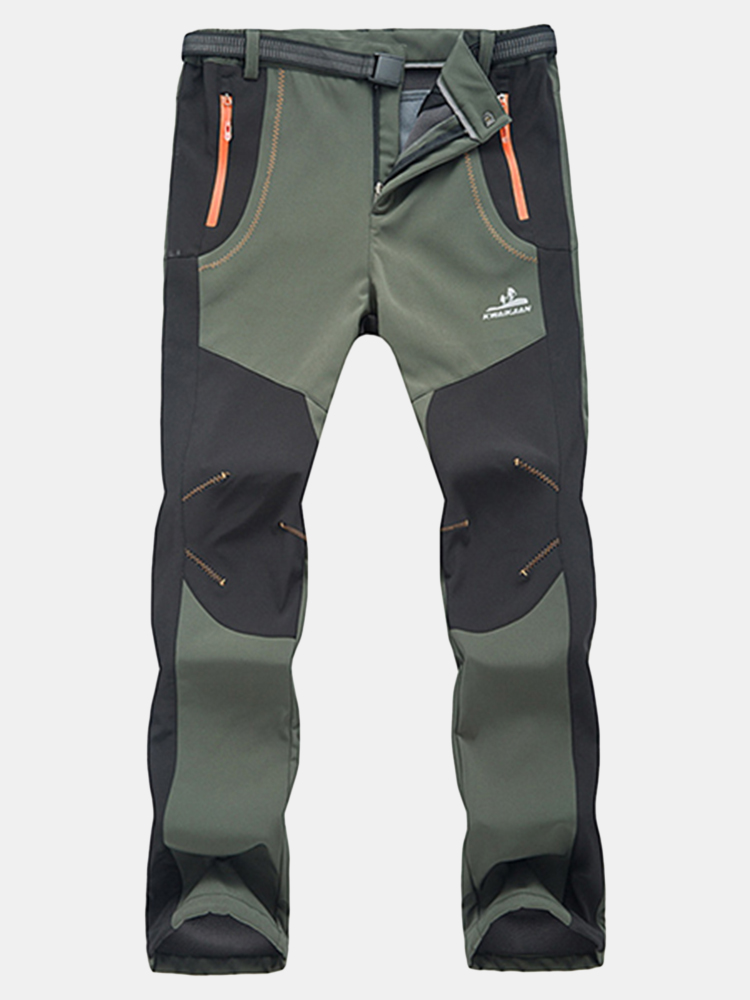 Pantalon de Sport Exterieur Elastique Souple Doublure en Polaire Pantalon Homme Impermeable Facile a Secher pour Garder au Chaud