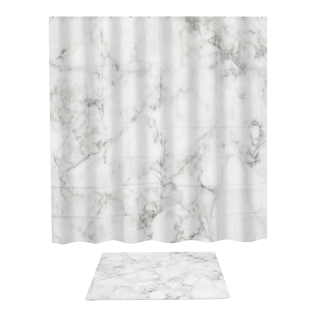 Rideau de douche en tissu de modele de marbre blanc Set Decor Rideaux de salle de bain tapis