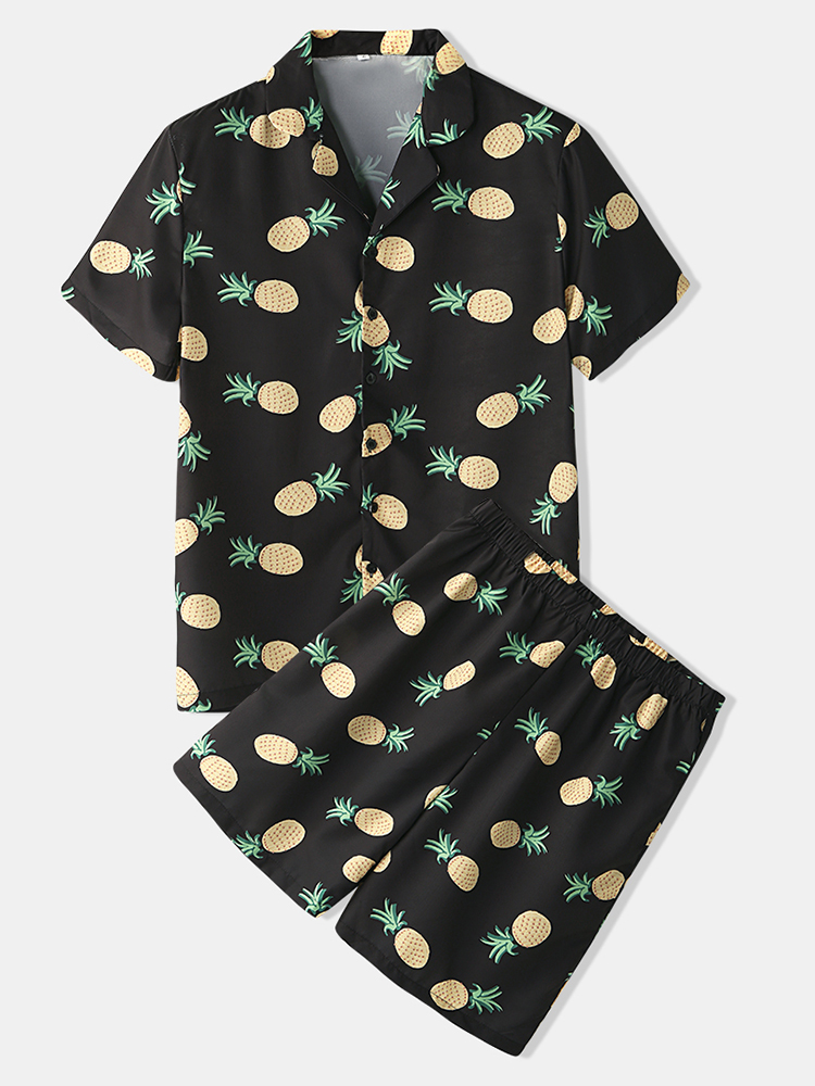 Pigiama uomo stampa ananas Set pigiama di seta a prezzi accessibili Loungewear estivo sottile e accogliente