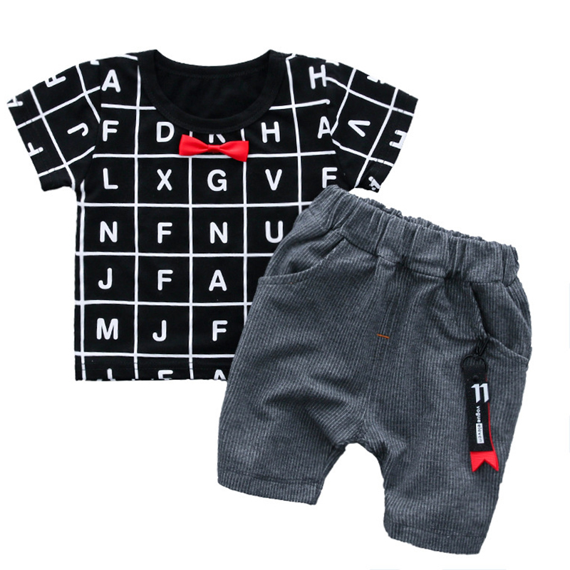 2pcs lettre tops impression toddlers garcons ensembles pantalons pour 1Y 5Y