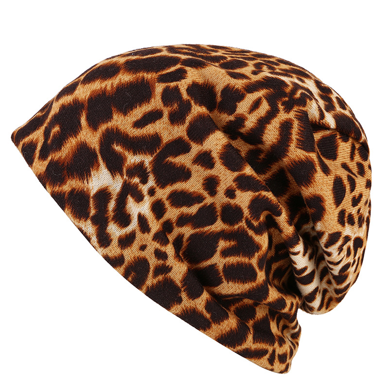 Women Winter Beanie Hat Cap Leopard Hat Outdoor Thermal Scarf Beanie Skull Scarf Dual Use