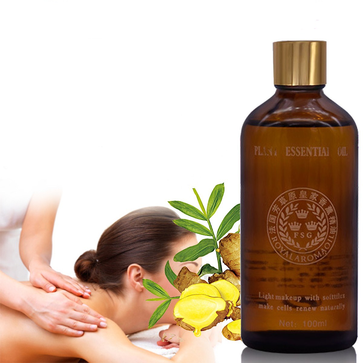 100 ml de soins de la peau Huile essentielle Massage de corps naturel Huile de gingembre Huile de soin hydratante nourrissante