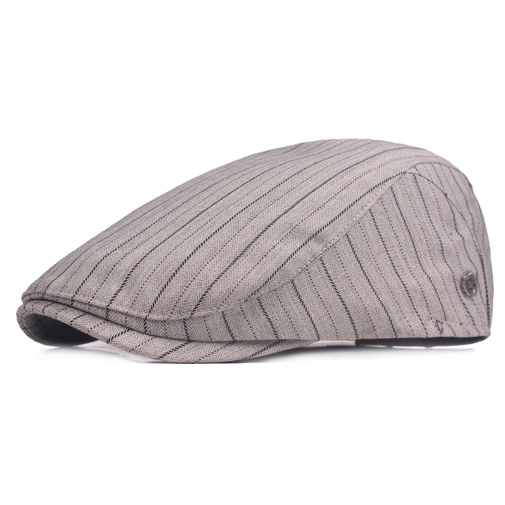 Chapeau de beret en coton raye vintage pour hommes decontracte reglable respirant casquette gavroche