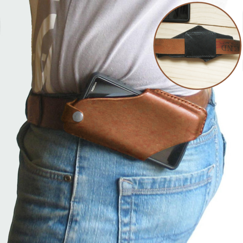 Hommes EDC en cuir véritable 6,5 pouces support de téléphone cas de téléphone taille sac de ceinture