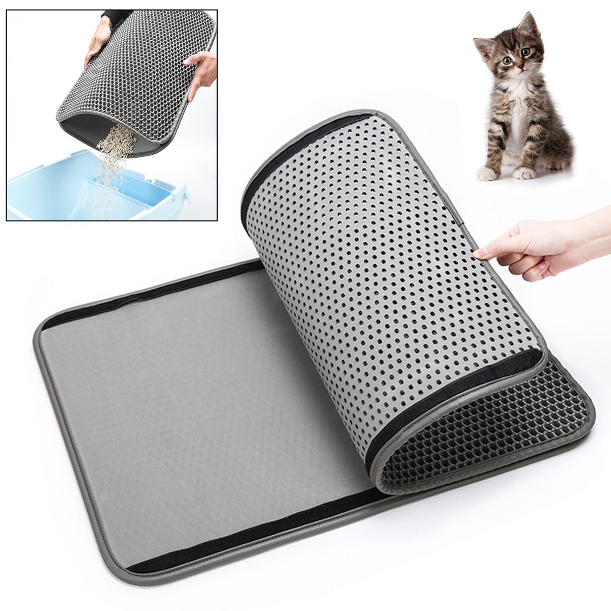 Litiere pour chat Mat Double Layer Pad Large Flexible Trapping pour Box Pan