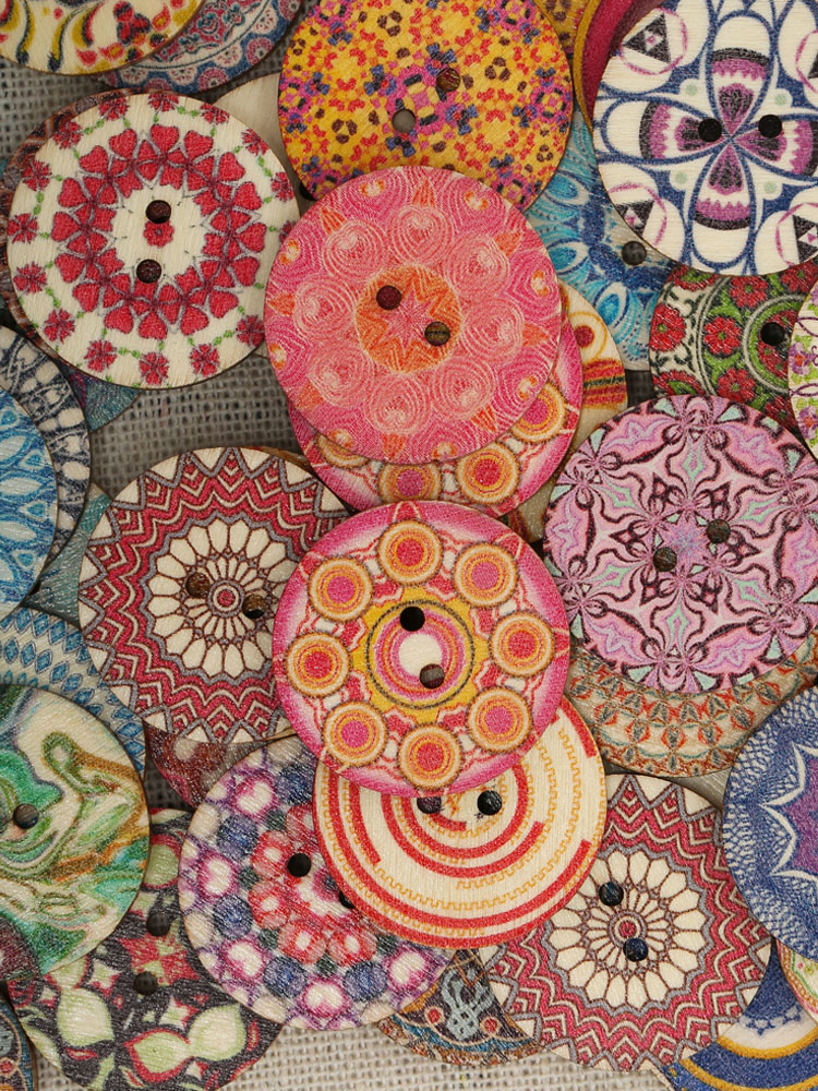 Lot de 50pcs 25mm boutons multicolores en bois boutons ronds de couture pour DIY artisanat décoration sac chapeau vêtements